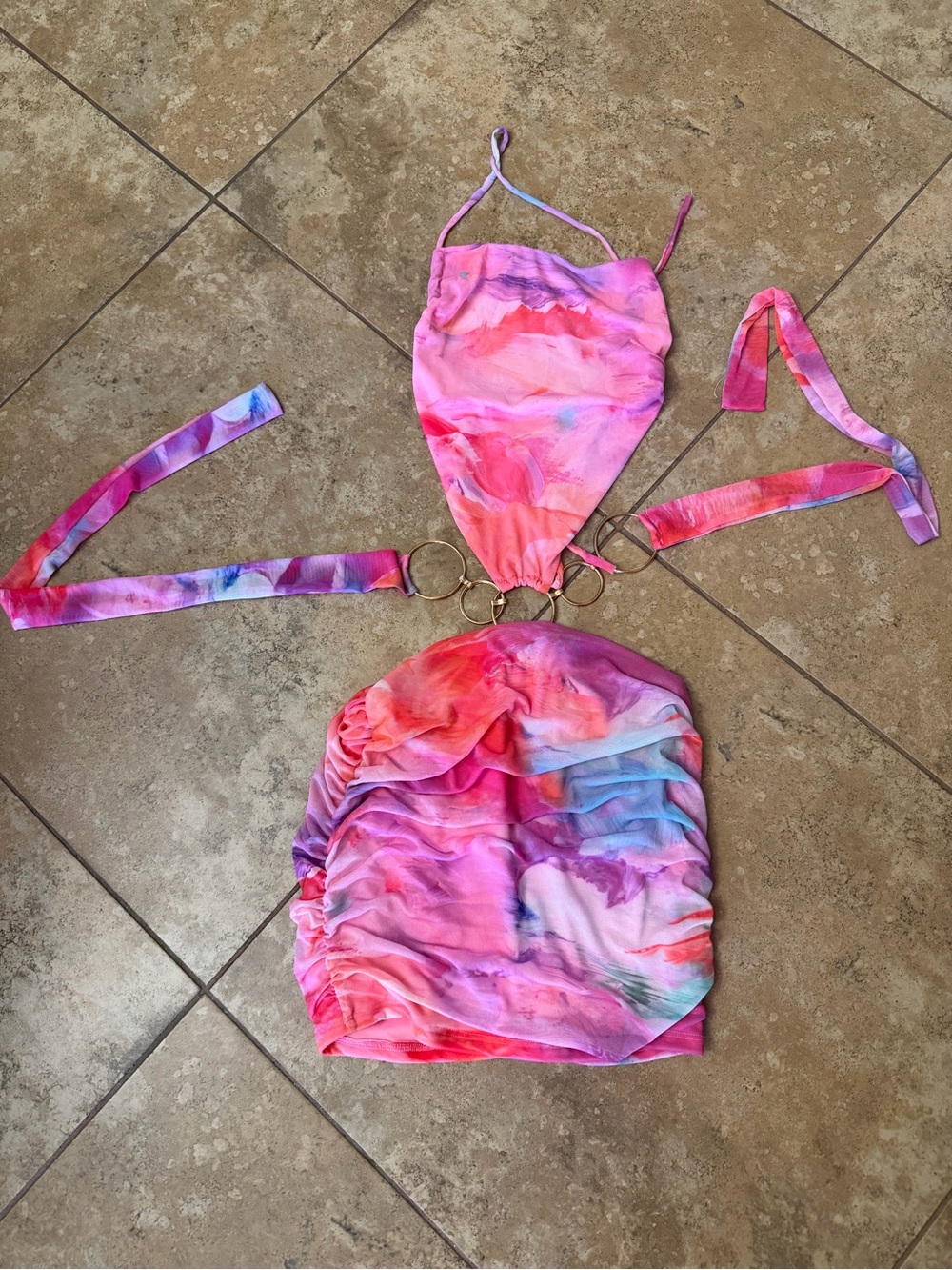 Fashion Nova Pink Multi Tie-Dye Mini Dress